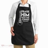 Praise Him With The Strings Guitar Christian Guitarist Guitar Player Apron thumb 2