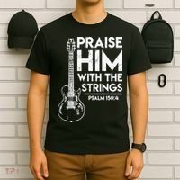 Praise Him With The Strings Guitar Christian Guitarist Guitar Player T-Shirt thumb 6