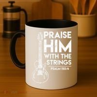 Praise Him With The Strings Guitar Christian Guitarist Guitar Player Coffee Mug thumb 4