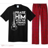 Praise Him With The Strings Guitar Christian Guitarist Guitar Player Pajama Set thumb 0
