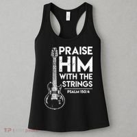 Praise Him With The Strings Guitar Christian Guitarist Guitar Player Women's Tank Top thumb 3