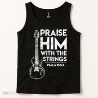 Praise Him With The Strings Guitar Christian Guitarist Guitar Player Tank Top thumb 2