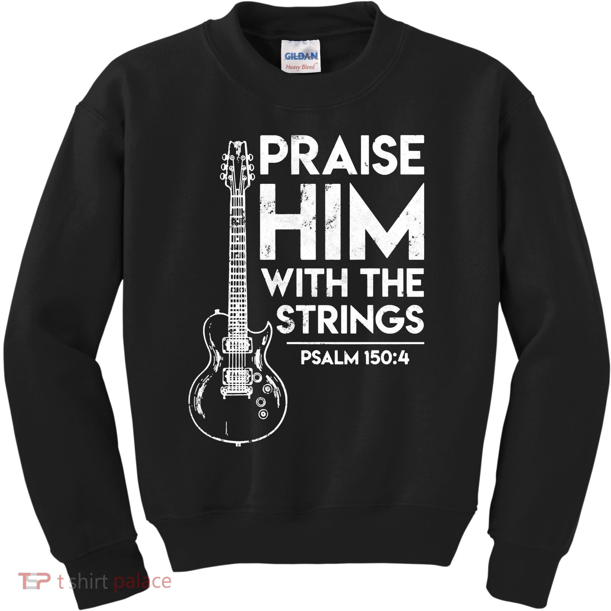 Praise Him With The Strings Guitar Christian Guitarist Guitar Player Kids Sweatshirt