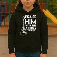 Praise Him With The Strings Guitar Christian Guitarist Guitar Player Kids Hoodie thumb 3