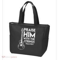 Praise Him With The Strings Guitar Christian Guitarist Guitar Player Tote Bag thumb 3