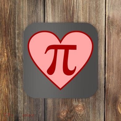 Pi Day Heart Love 3.14 Math Geek March 14th Coaster