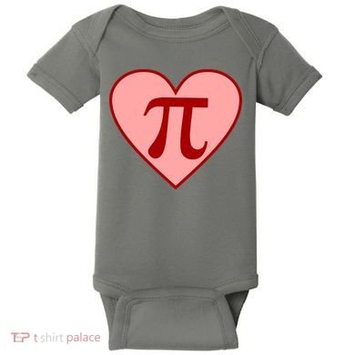 Pi Day Heart Love 3.14 Math Geek March 14th Baby Bodysuit