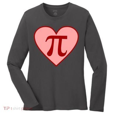 Pi Day Heart Love 3.14 Math Geek March 14th Women's Long Sleeve Shirt