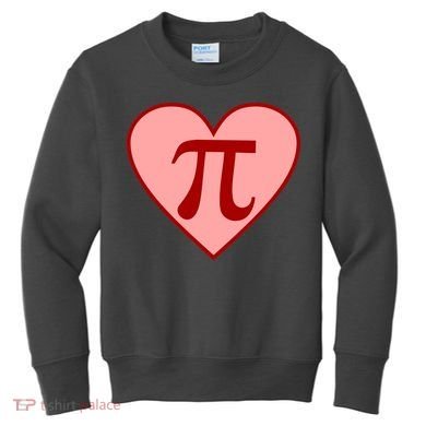 Pi Day Heart Love 3.14 Math Geek March 14th Kids Sweatshirt