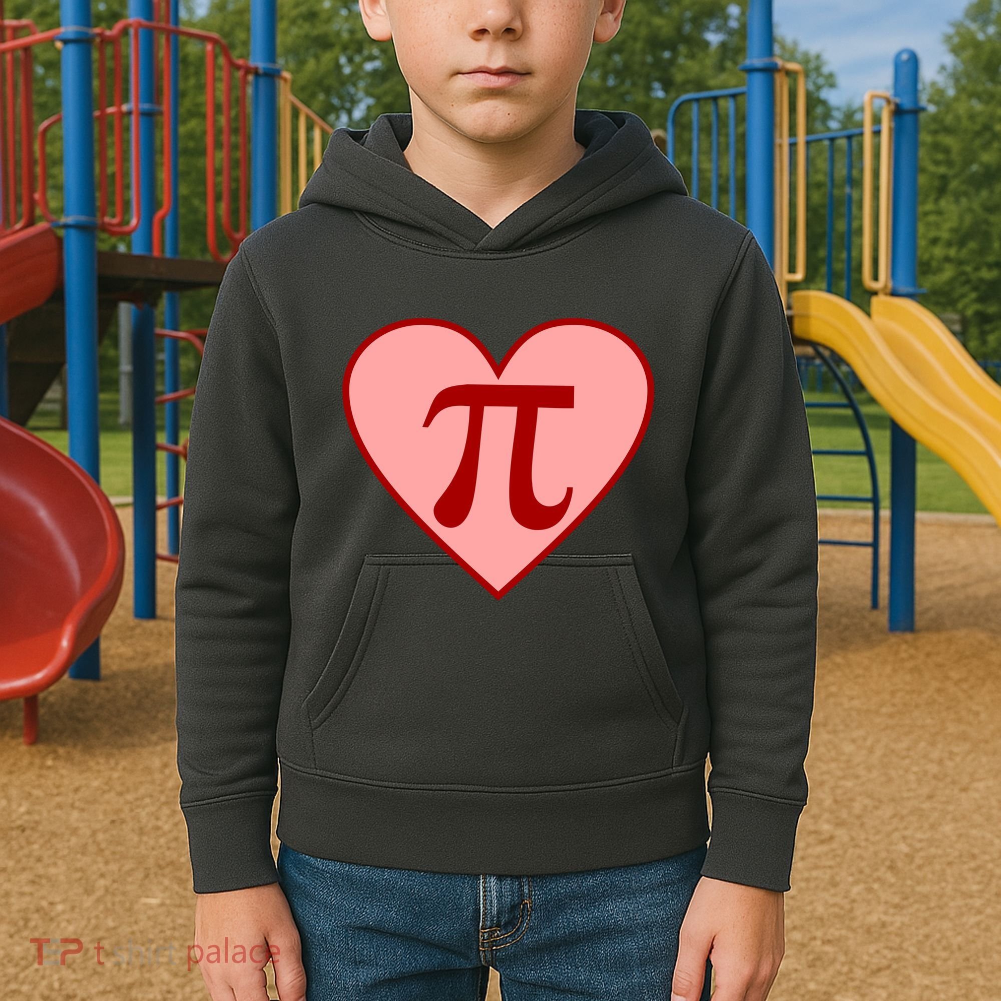 Pi Day Heart Love 3.14 Math Geek March 14th Kids Hoodie