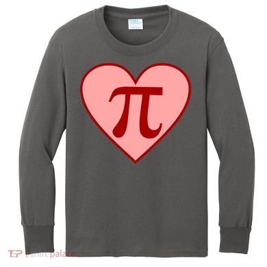 Pi Day Heart Love 3.14 Math Geek March 14th Kids Long Sleeve Shirt