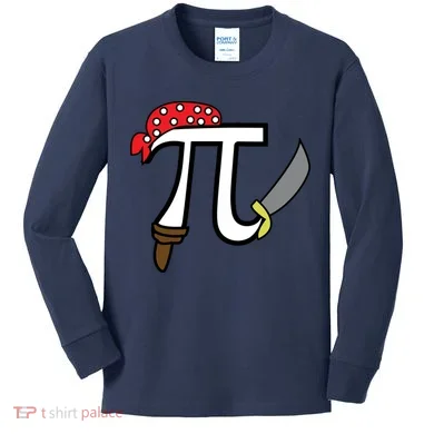 Pi Day Pirate Kids Long Sleeve Shirt