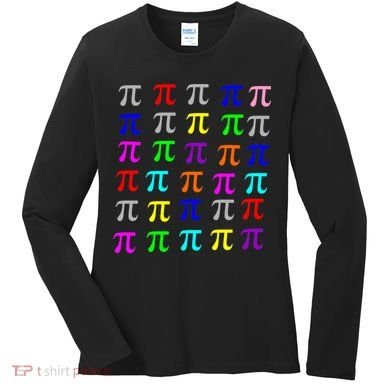 Pi Plaid Rainbow Pride Pi Day Collage Women's Long Sleeve Shirt