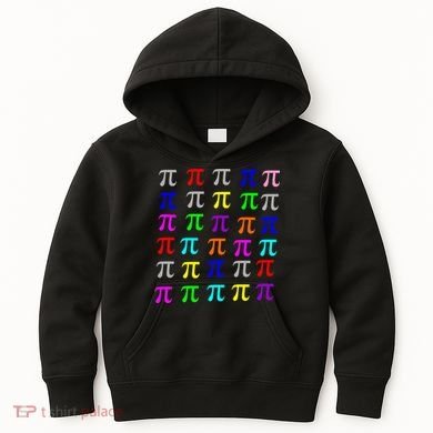 Pi Plaid Rainbow Pride Pi Day Collage Kids Hoodie