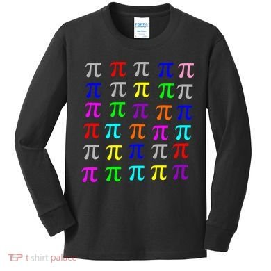 Pi Plaid Rainbow Pride Pi Day Collage Kids Long Sleeve Shirt