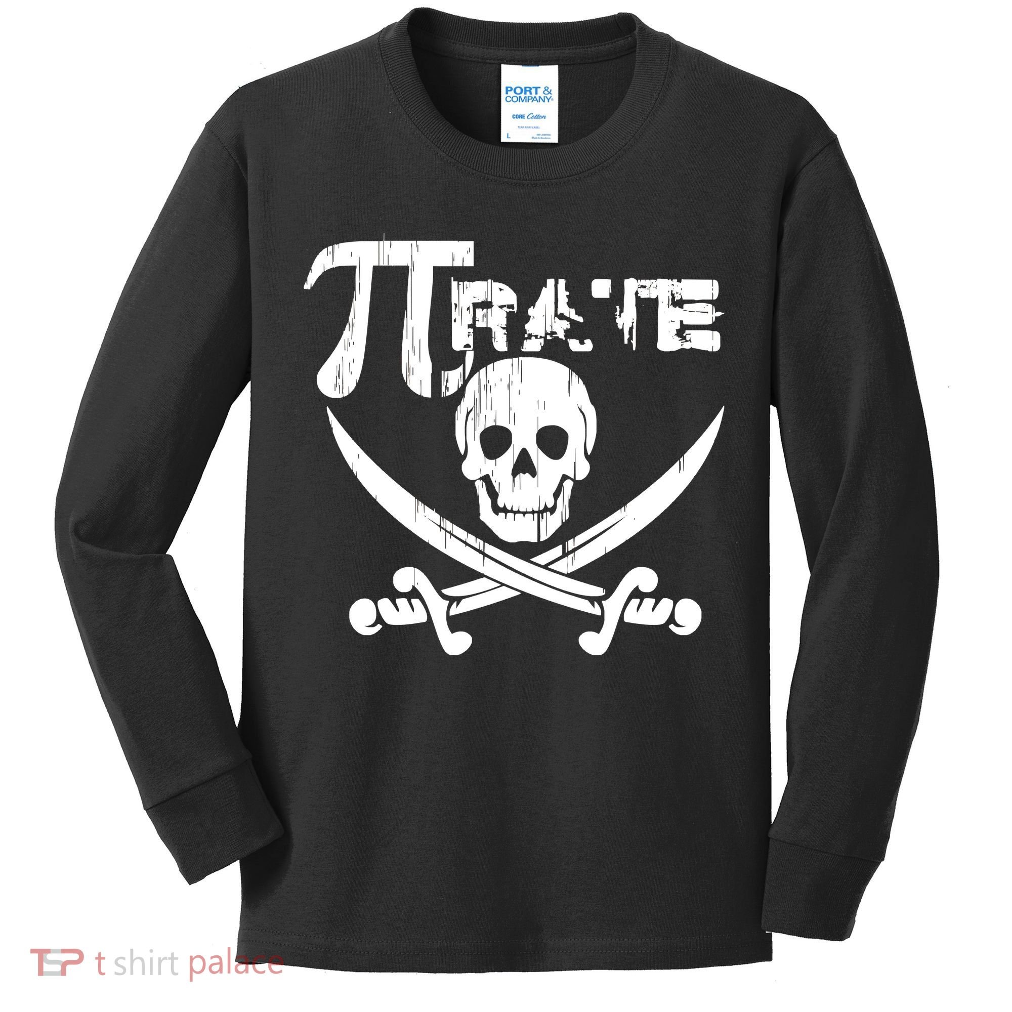 PI Rate Math Skull and Cross Swords Kids Long Sleeve Shirt