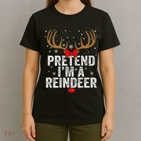 Pretend I'm a Reindeer Funny Easy Christmas Costume T-Shirt thumb 4