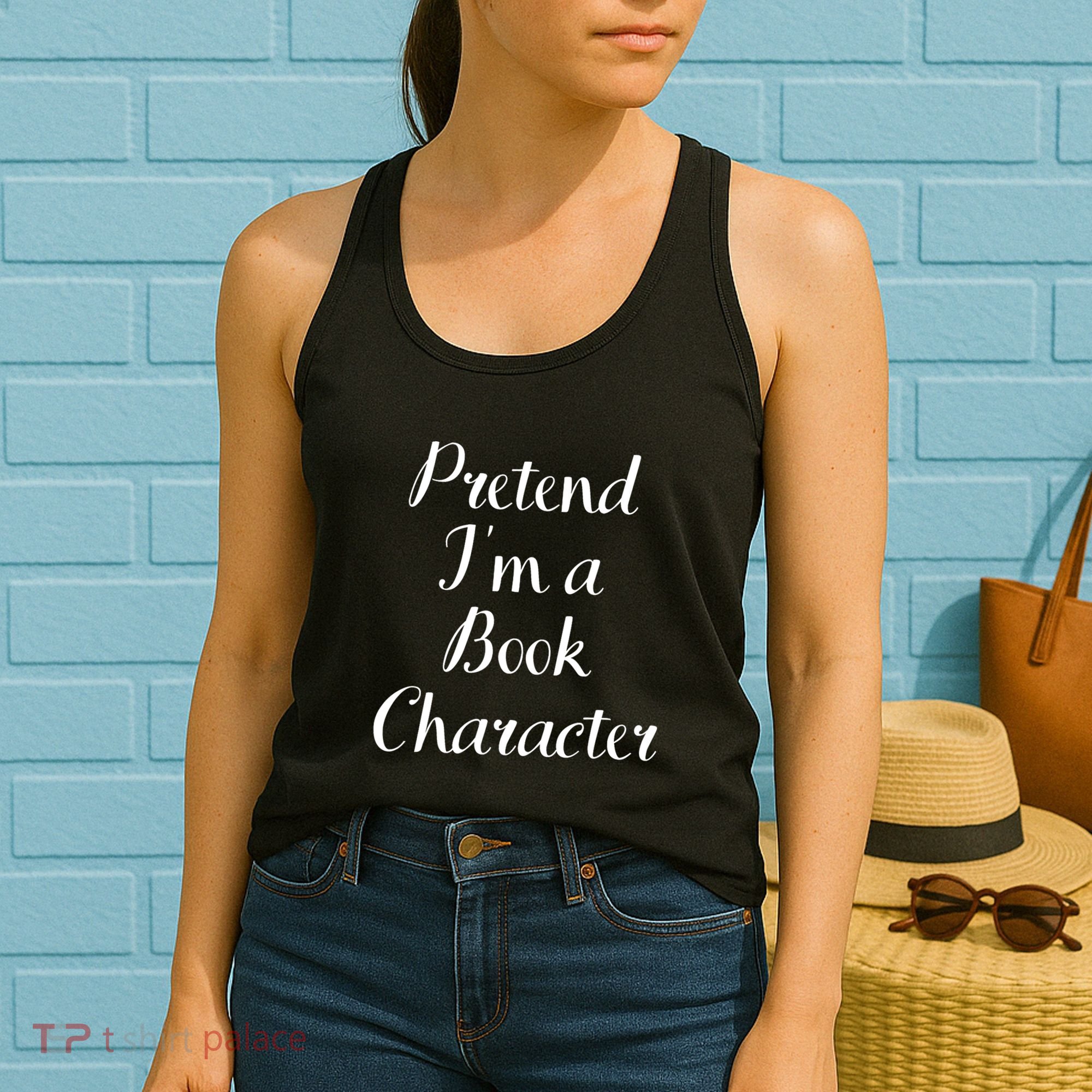 Pretend IM A Book Character Costume Funny Lazy Halloween Women's Tank Top
