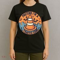 PRETEND IM A TRAFFIC CONE Halloween Costume T-Shirt thumb 4