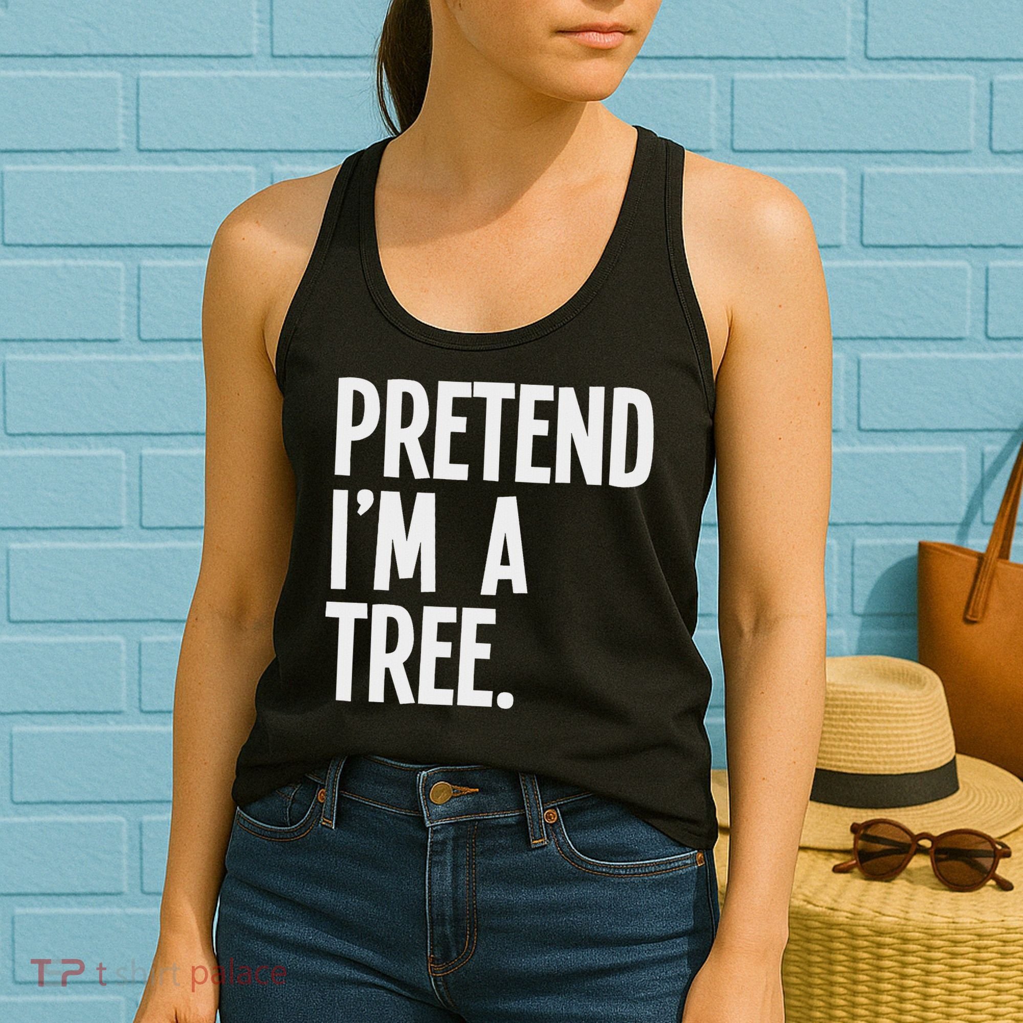 Pretend I'm A Tree Funny Halloween Party Costume Women's Tank Top