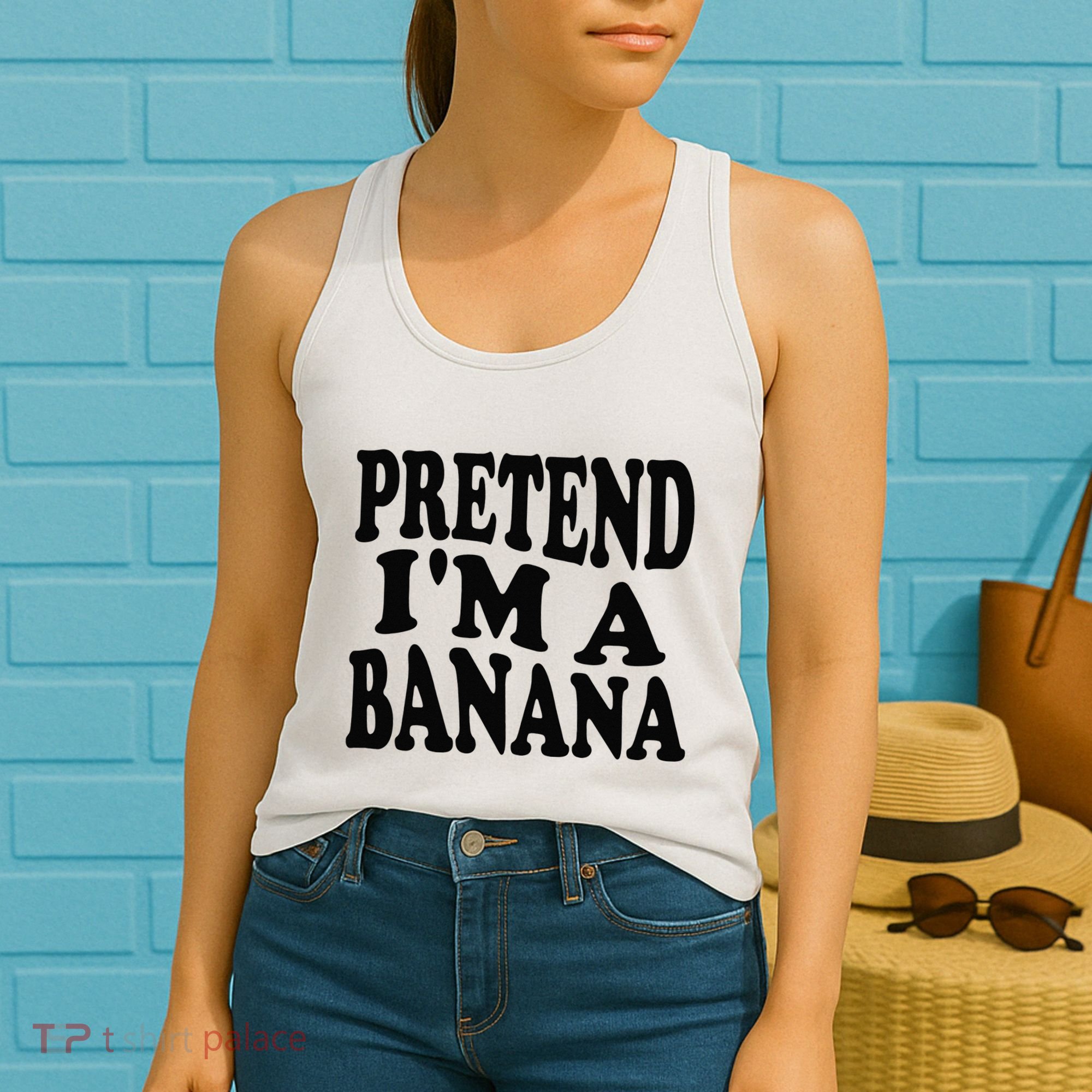Pretend I'm A Banana Funny Lazy Halloween Costume Women's Tank Top