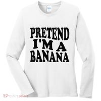 Pretend I'm A Banana Funny Lazy Halloween Costume Women's Long Sleeve Shirt thumb 0