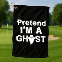 Pretend I'm A Ghost Funny Halloween Golf Towel thumb 1