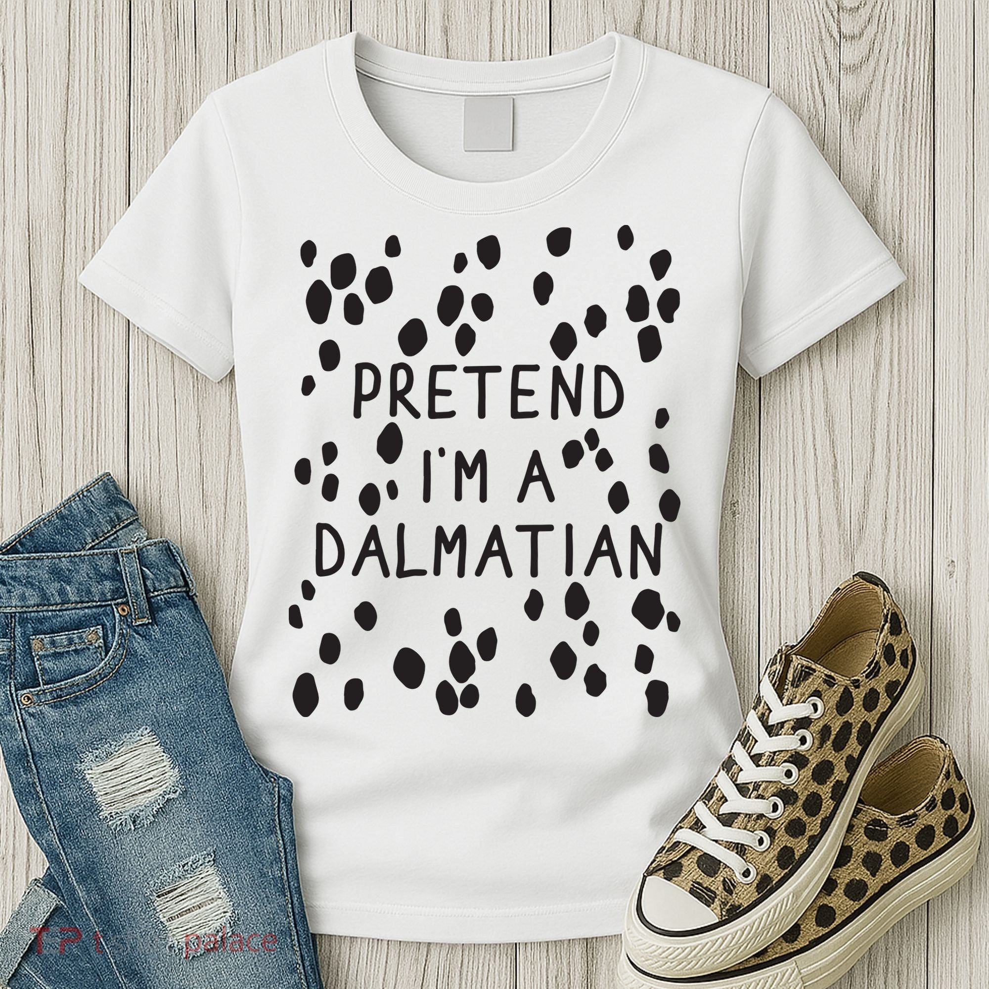Pretend I'm A Dalmatian Shirt Funny Lazy Halloween Costume Women's T-Shirt