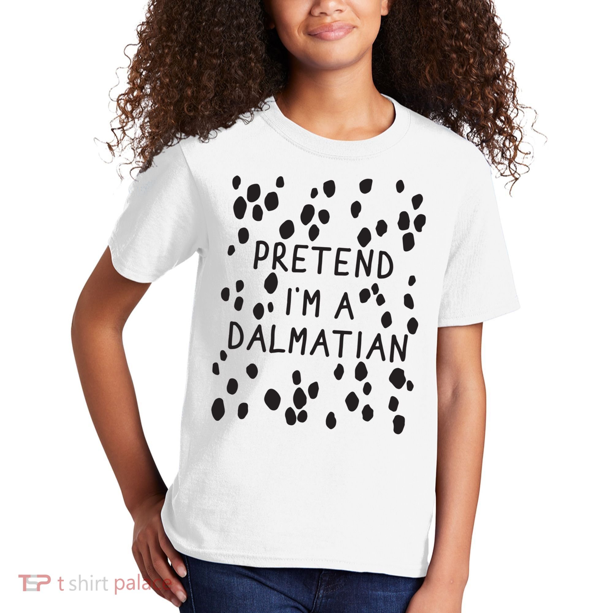 Pretend I'm A Dalmatian Shirt Funny Lazy Halloween Costume Kids T-Shirt