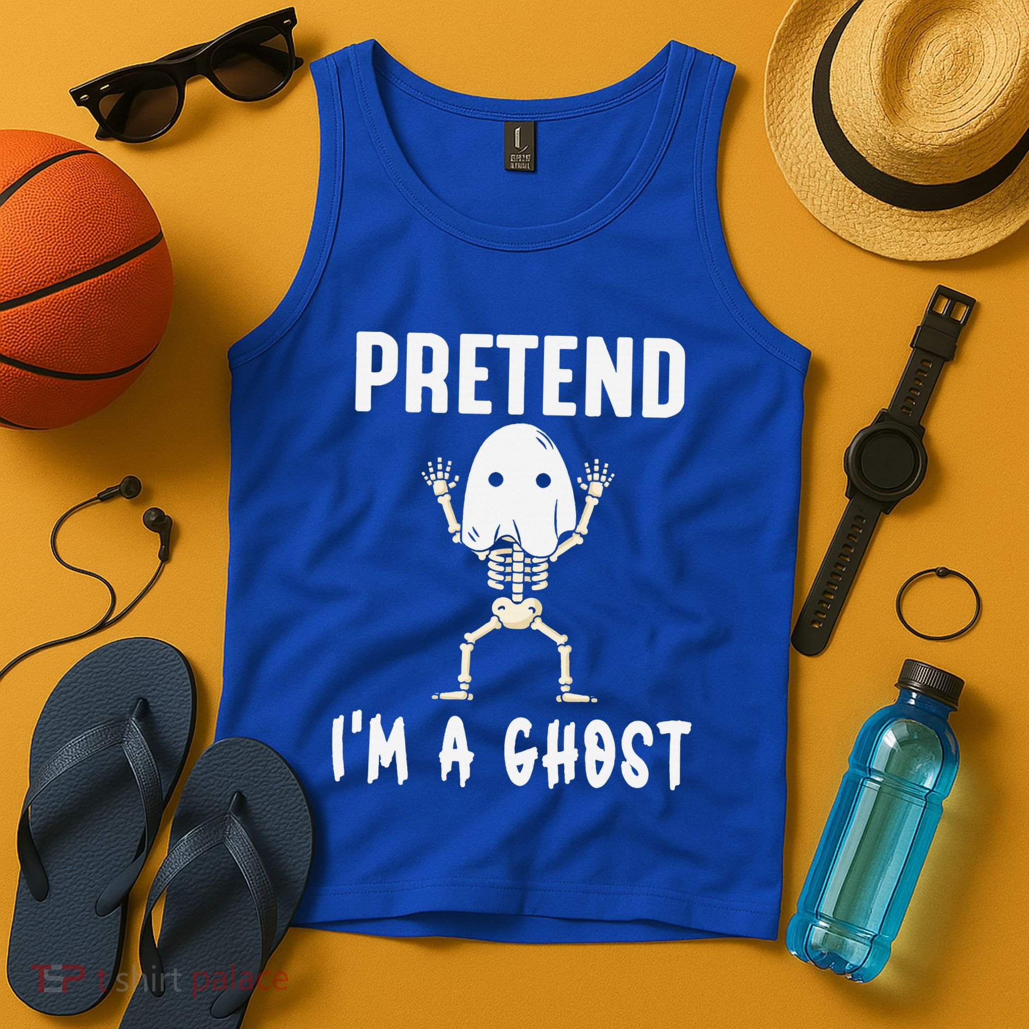 Pretend I'm a Ghost Funny Lazy Halloween Costume Party Tank Top