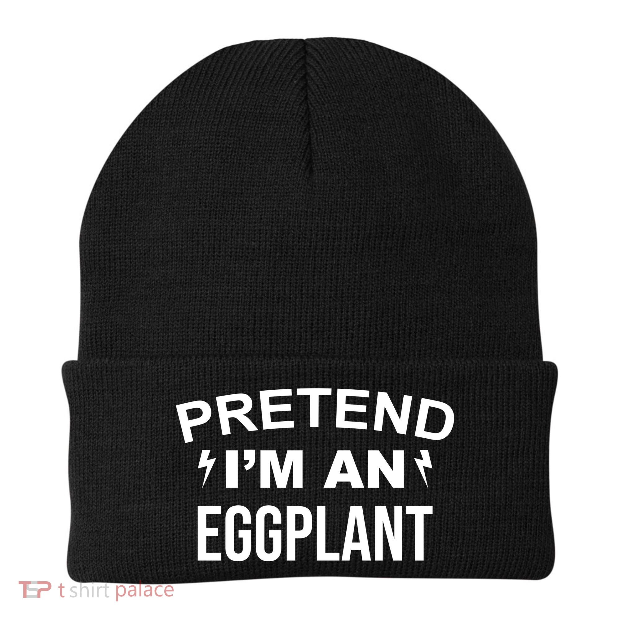 Pretend I'm An Eggplant Lazy Halloween Costume Beanie