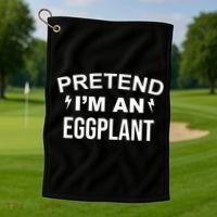Pretend I'm An Eggplant Lazy Halloween Costume Golf Towel thumb 1