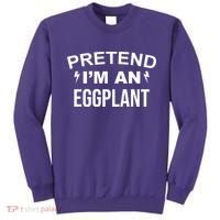 Pretend I'm An Eggplant Lazy Halloween Costume Sweatshirt thumb 0
