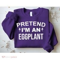 Pretend I'm An Eggplant Lazy Halloween Costume Sweatshirt thumb 2