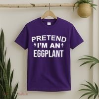Pretend I'm An Eggplant Lazy Halloween Costume T-Shirt thumb 2