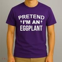 Pretend I'm An Eggplant Lazy Halloween Costume T-Shirt thumb 3