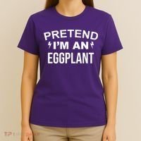 Pretend I'm An Eggplant Lazy Halloween Costume T-Shirt thumb 4