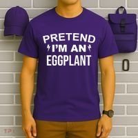 Pretend I'm An Eggplant Lazy Halloween Costume T-Shirt thumb 6