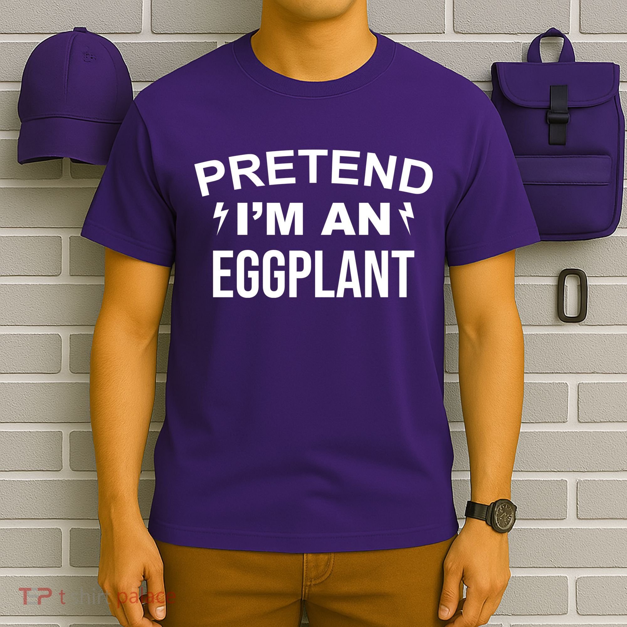 Pretend I'm An Eggplant Lazy Halloween Costume T-Shirt
