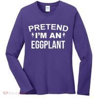 Pretend I'm An Eggplant Lazy Halloween Costume Women's Long Sleeve Shirt thumb 0