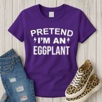 Pretend I'm An Eggplant Lazy Halloween Costume Women's T-Shirt thumb 3