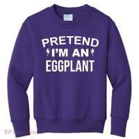 Pretend I'm An Eggplant Lazy Halloween Costume Kids Sweatshirt thumb 0