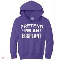 Pretend I'm An Eggplant Lazy Halloween Costume Kids Hoodie thumb 0