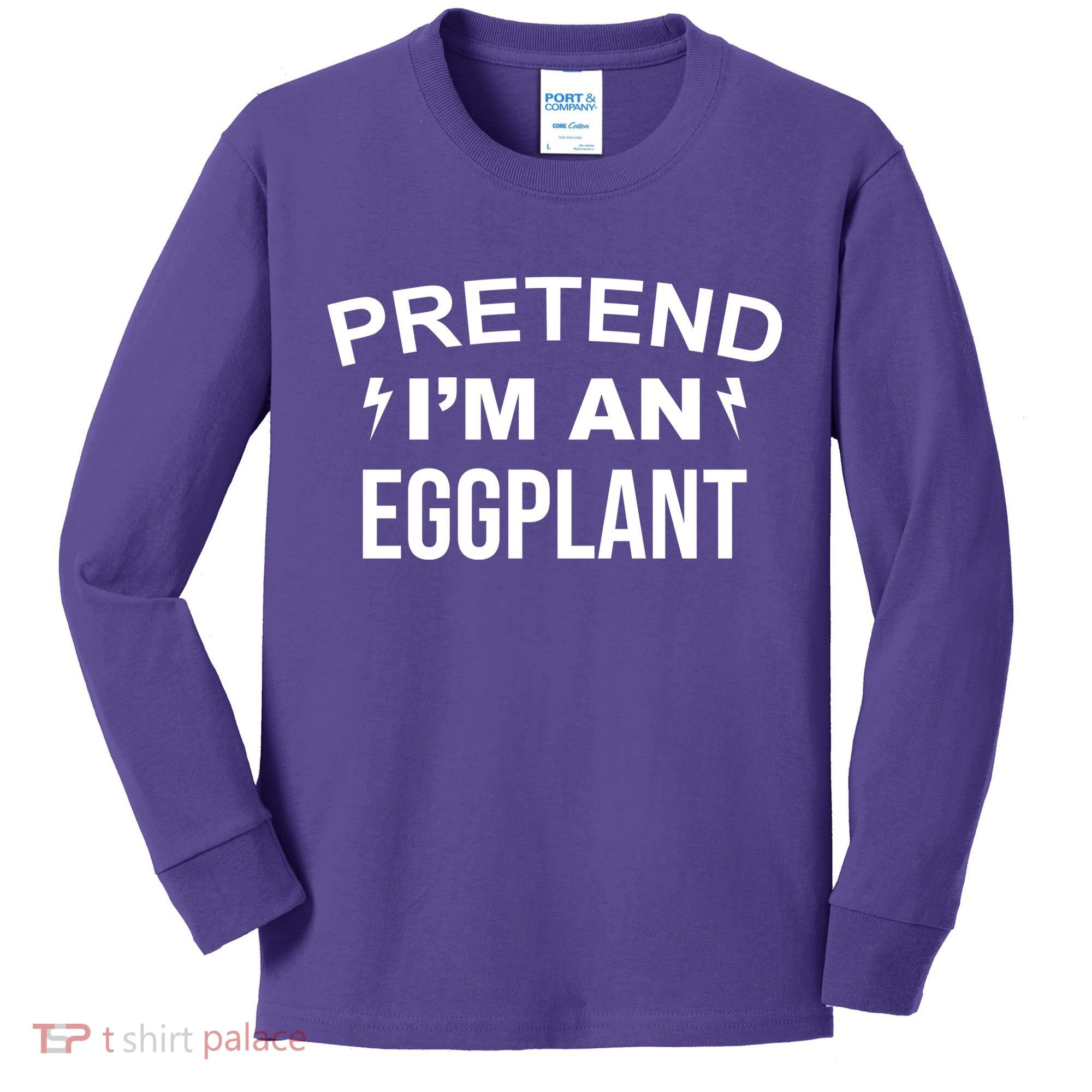 Pretend I'm An Eggplant Lazy Halloween Costume Kids Long Sleeve Shirt