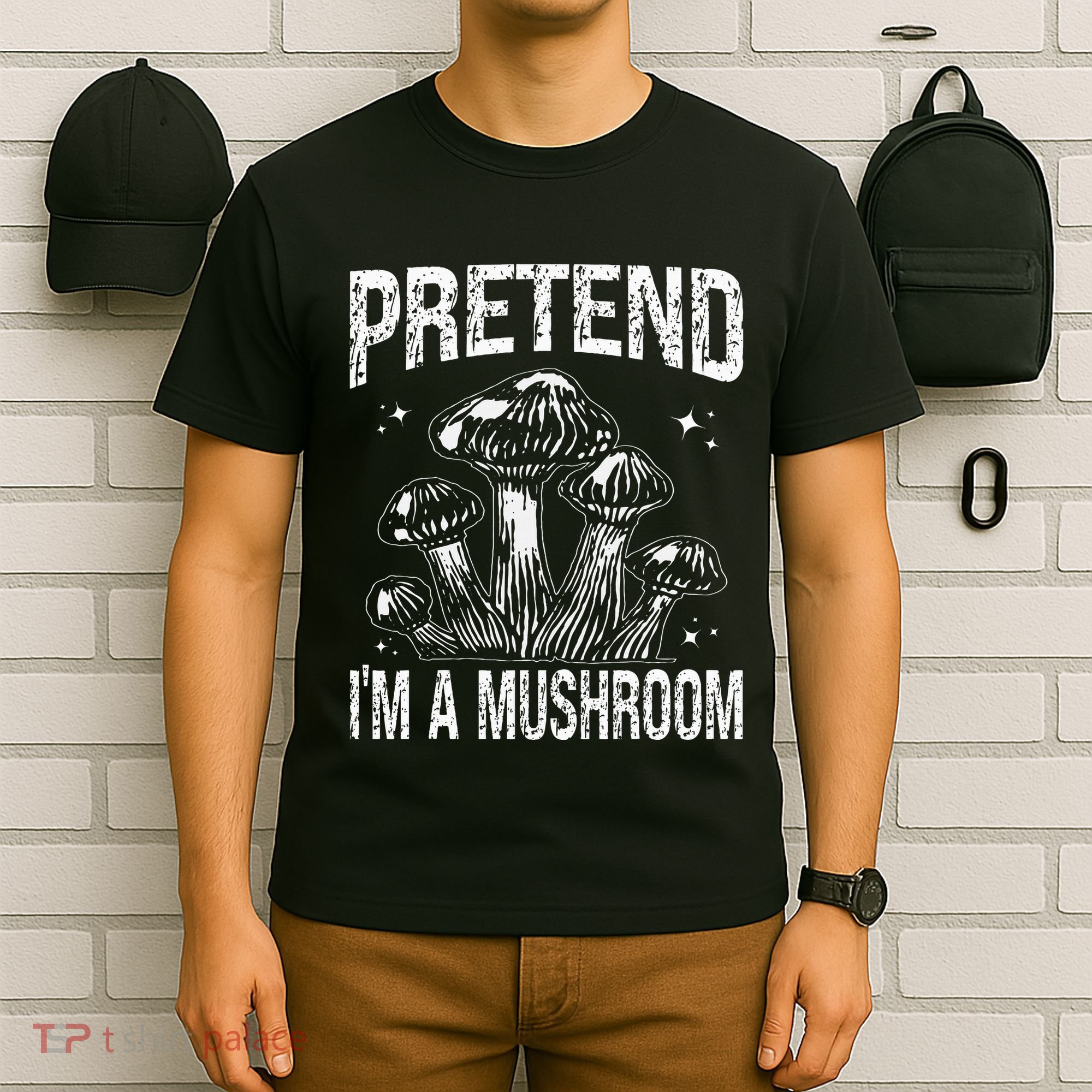 Pretend I'm A Mushroom Funny Lazy Halloween Costume Party T-Shirt