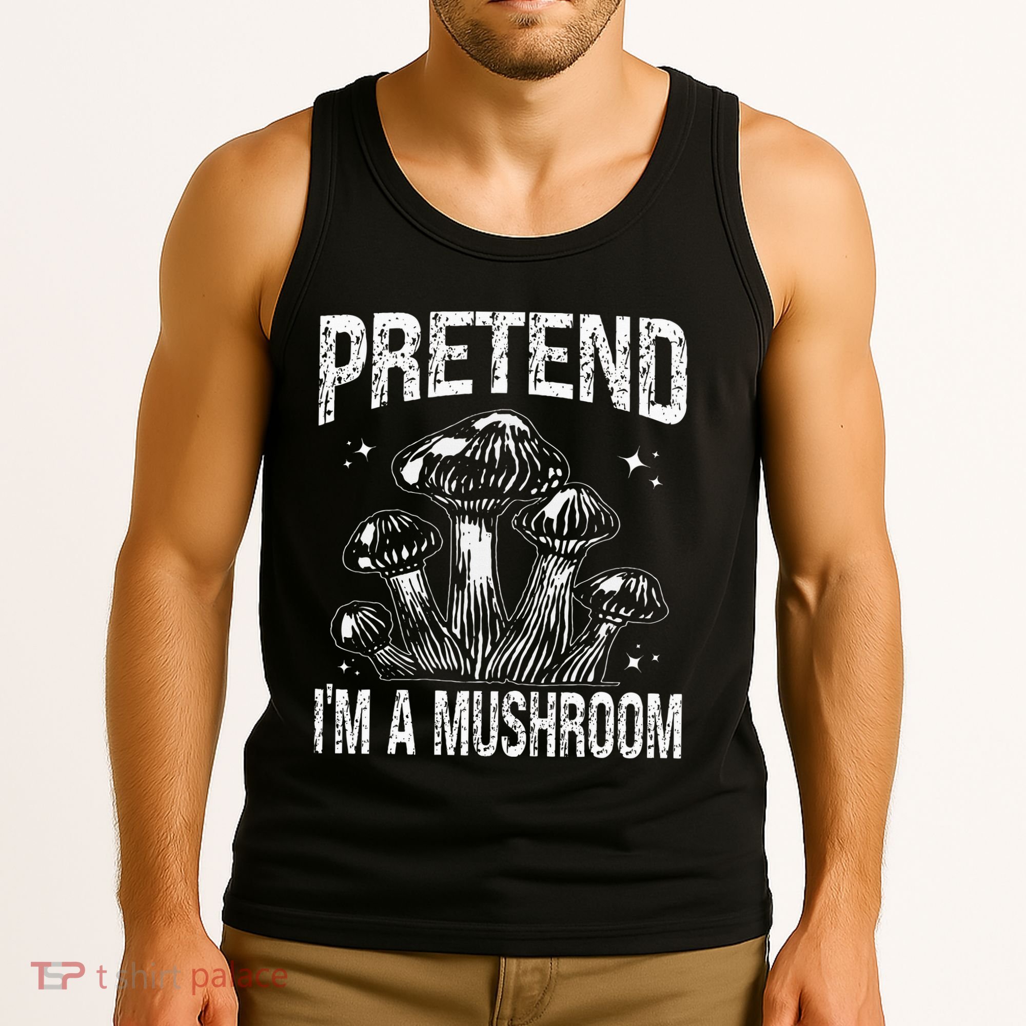 Pretend I'm A Mushroom Funny Lazy Halloween Costume Party Tank Top