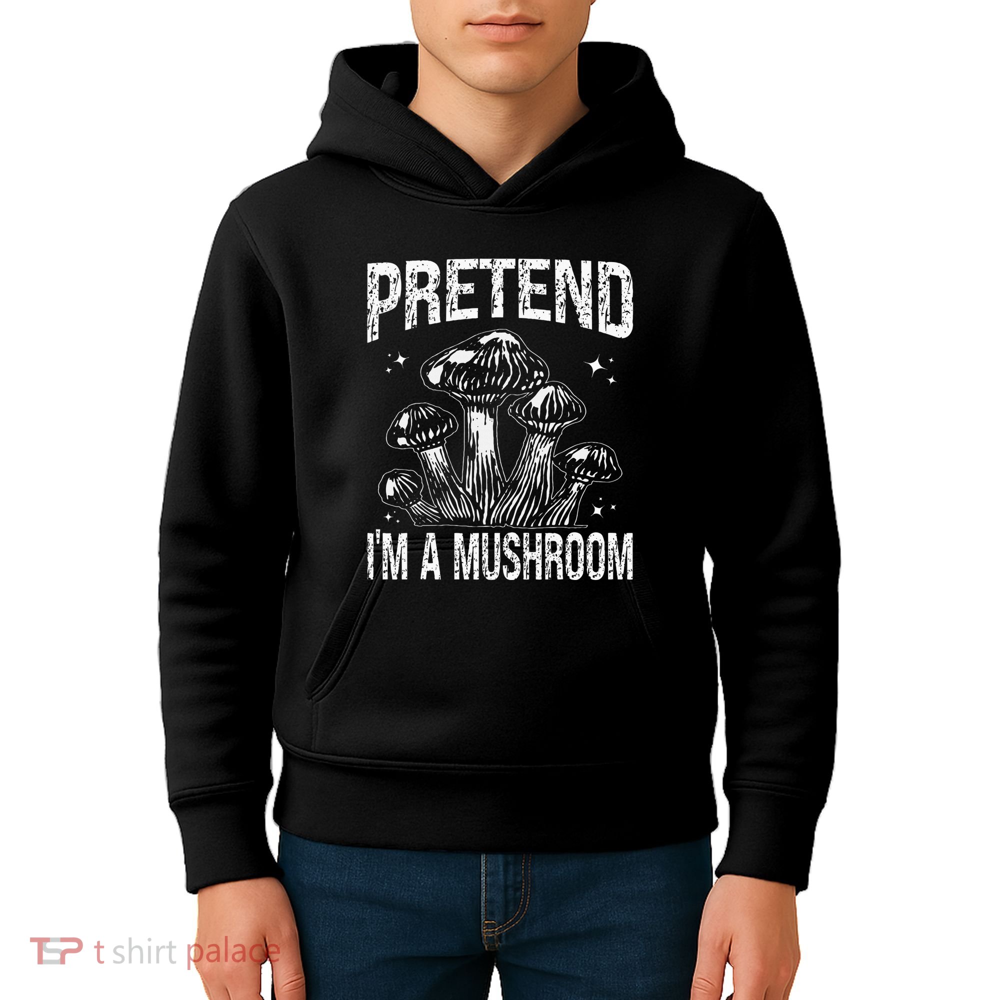 Pretend I'm A Mushroom Funny Lazy Halloween Costume Party Kids Hoodie