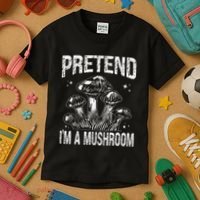 Pretend I'm A Mushroom Funny Lazy Halloween Costume Party Kids T-Shirt thumb 3