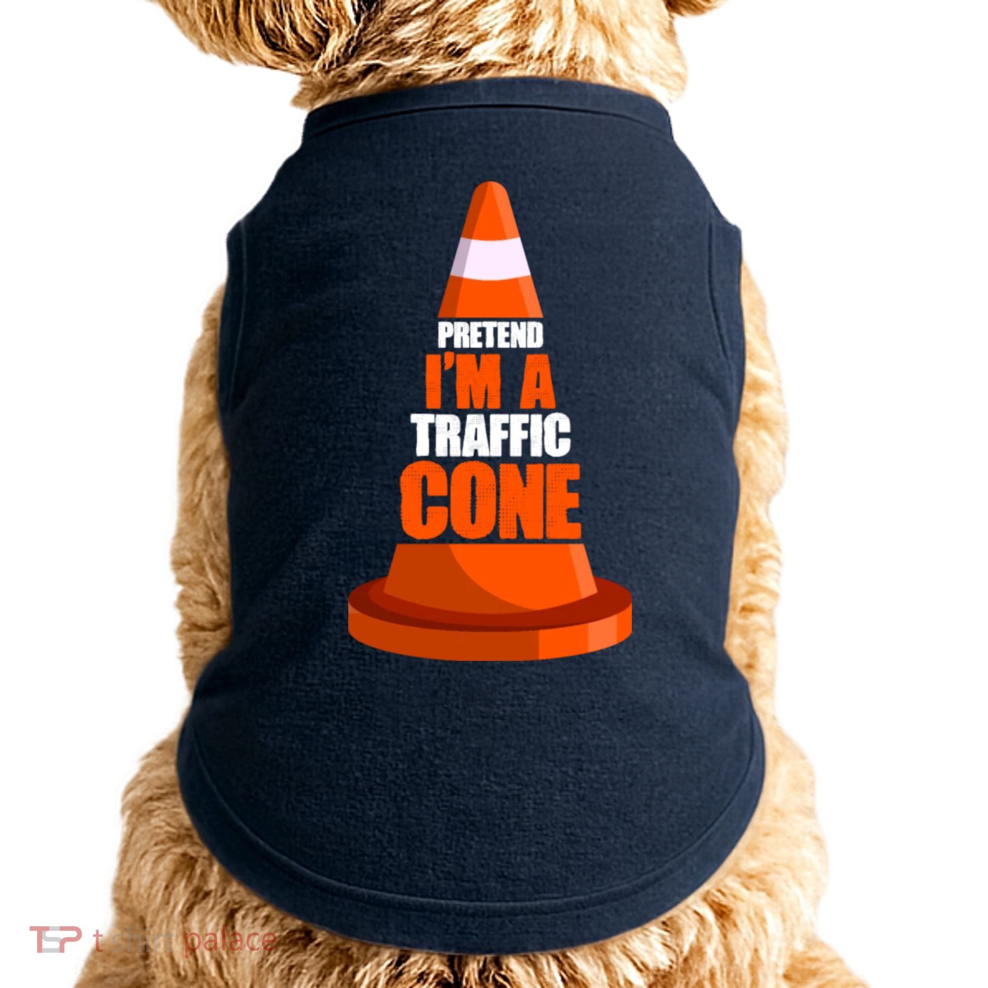 Pretend I'm A Traffic Cone Lazy Halloween Costume Doggie Tank