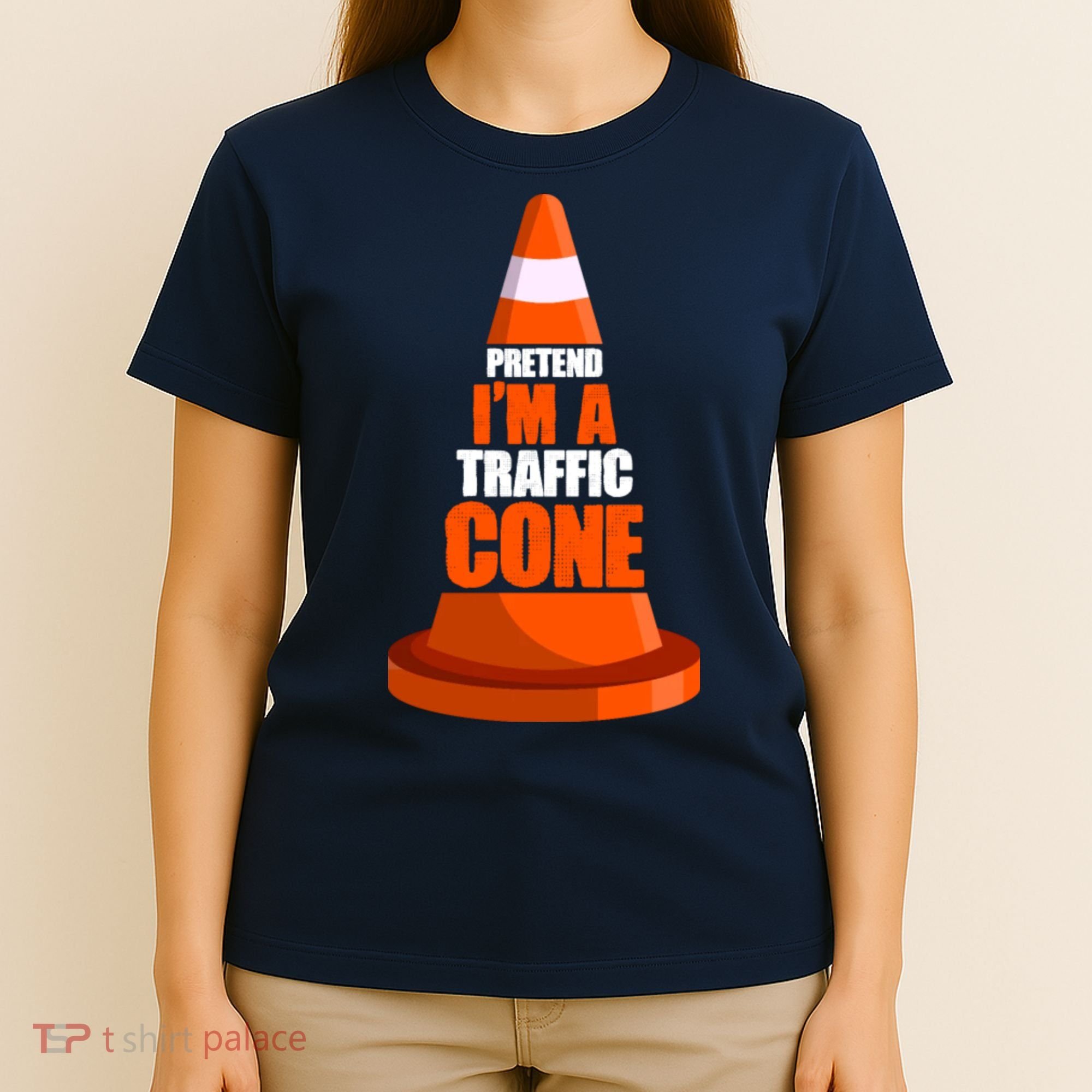 Pretend I'm A Traffic Cone Lazy Halloween Costume T-Shirt